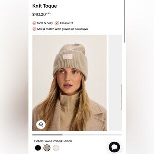 Knix Beige Knit Toque - comes with free tote bag!
